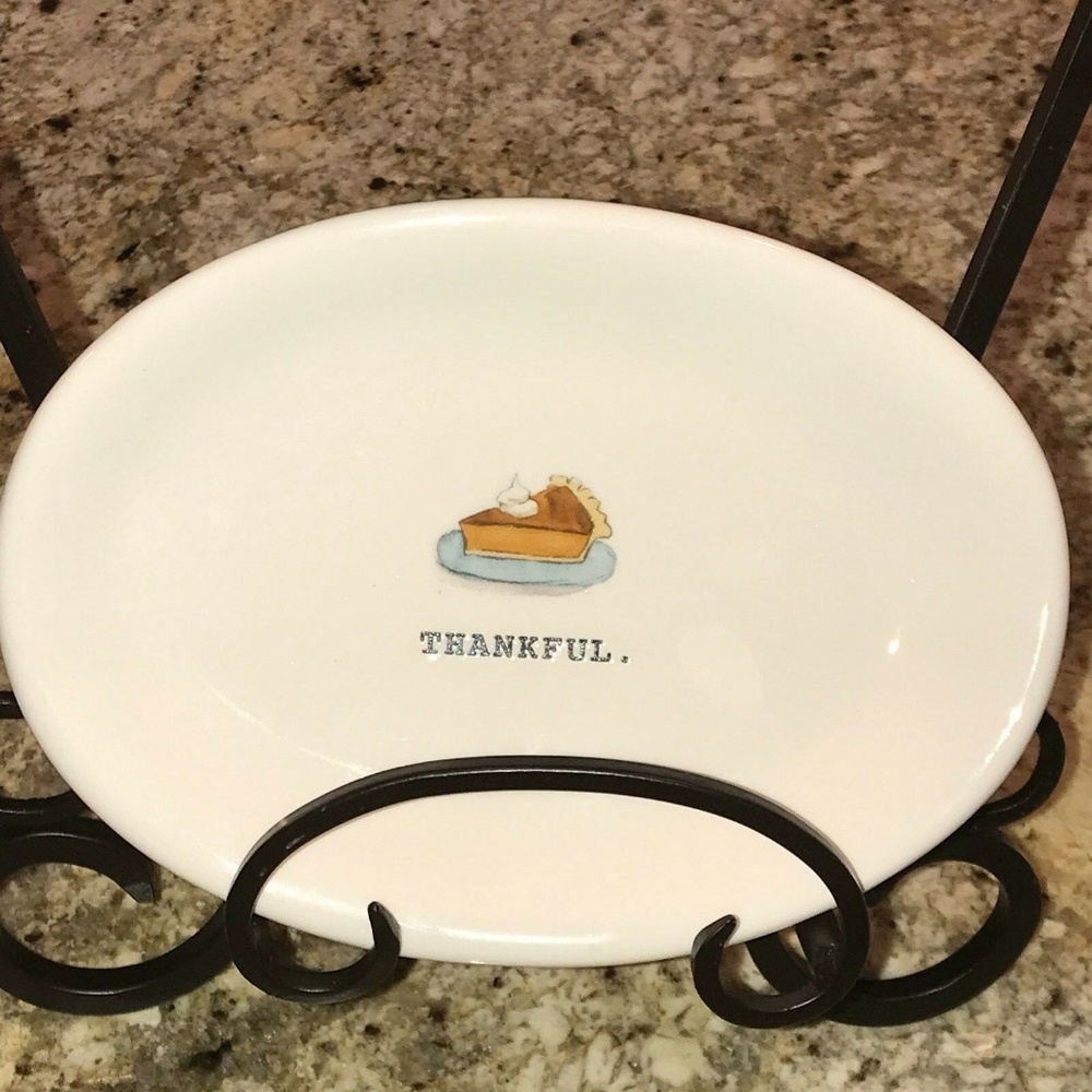 Rae Dunn Oval Thankful Dessert Plate Pie Graphic